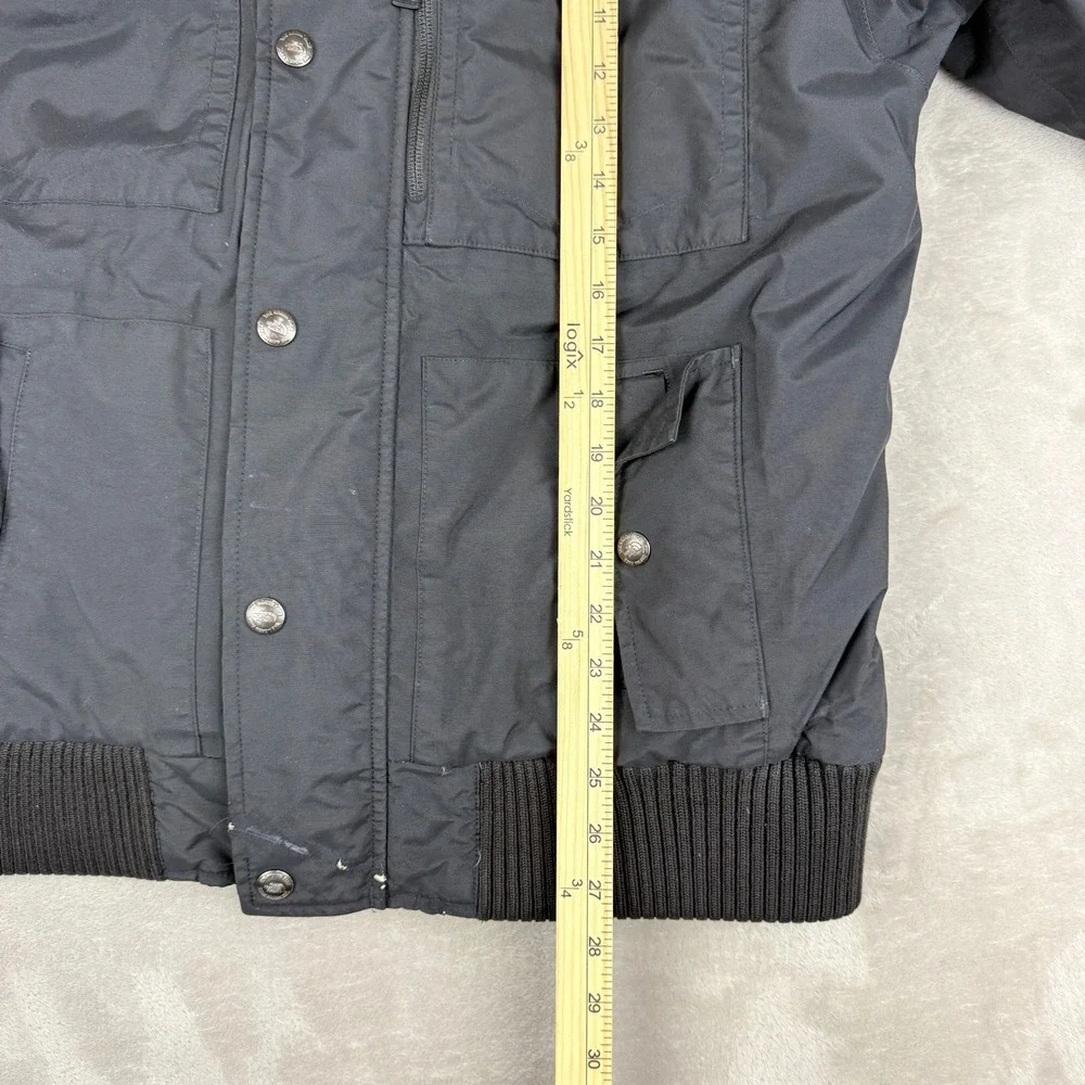 The North Face HyVent Bomber Jacket Mens Medium Black Goose Down Hooded Puffer - Picture 12 of 15